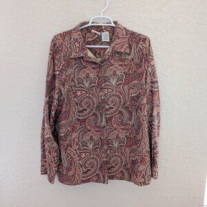 Vintage White Stag Retro Paisley Button Up Collared Shirt Size L 70's